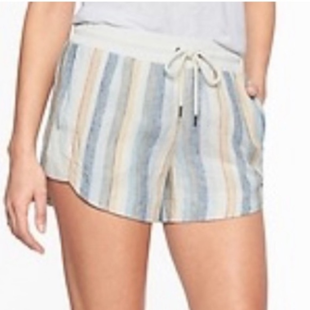 Athleta Striped Beachside Bali Linen Drawstring Beach Shorts | Size 8
